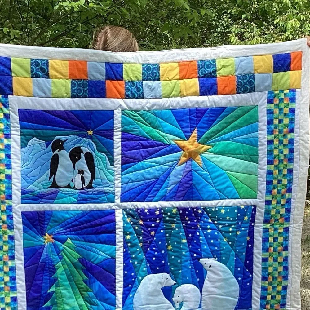 NWT. Hand Crafted Make the Season Bright Lap Quilt